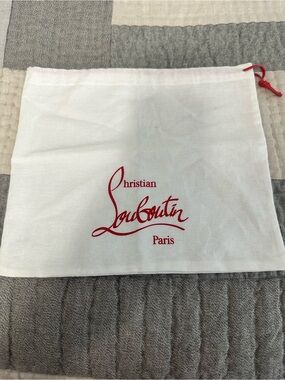 Christian Louboutin White Dust Bag with Red Logo and Drawstring